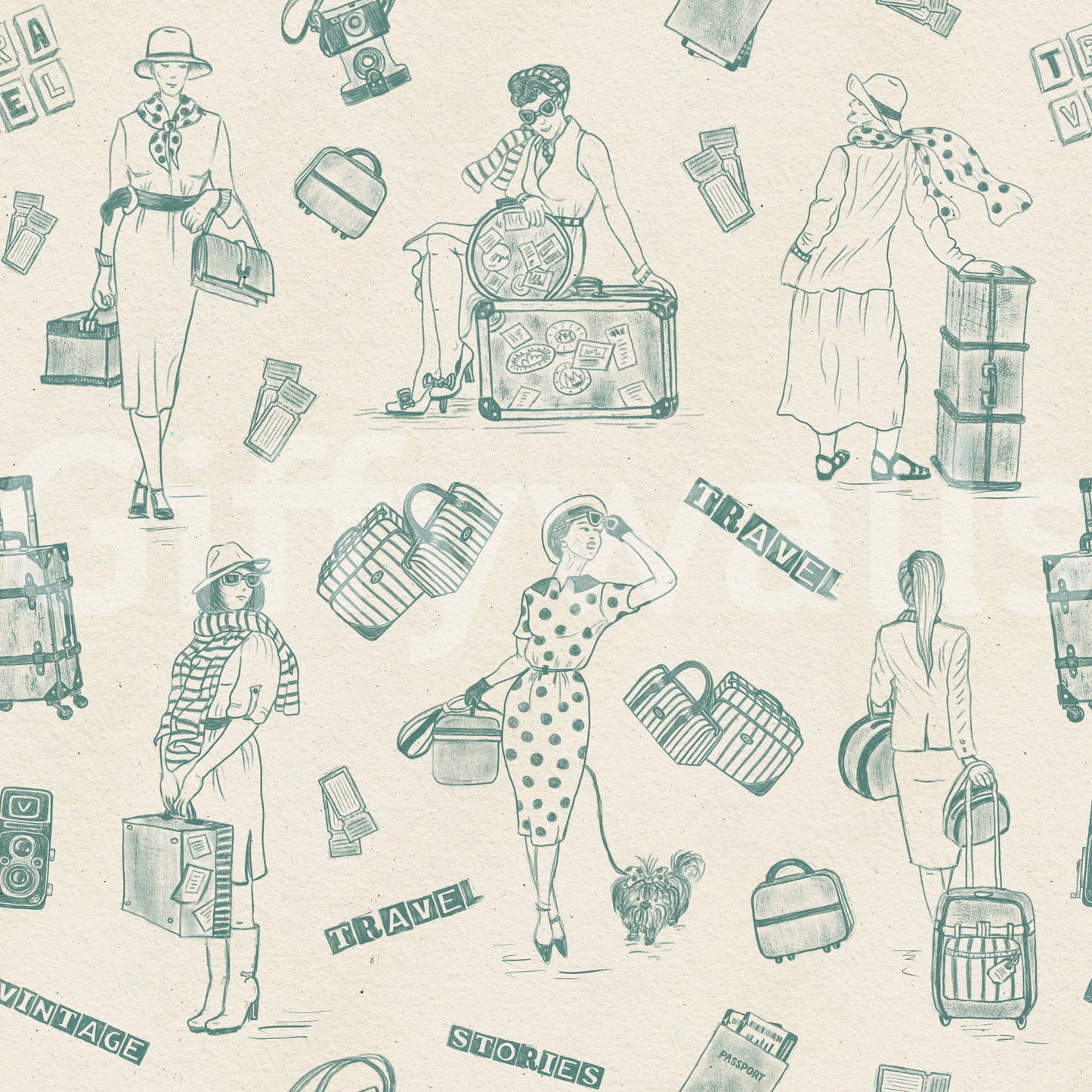Nostalgic flâneurs on this delightful Vintage Travelogue print.