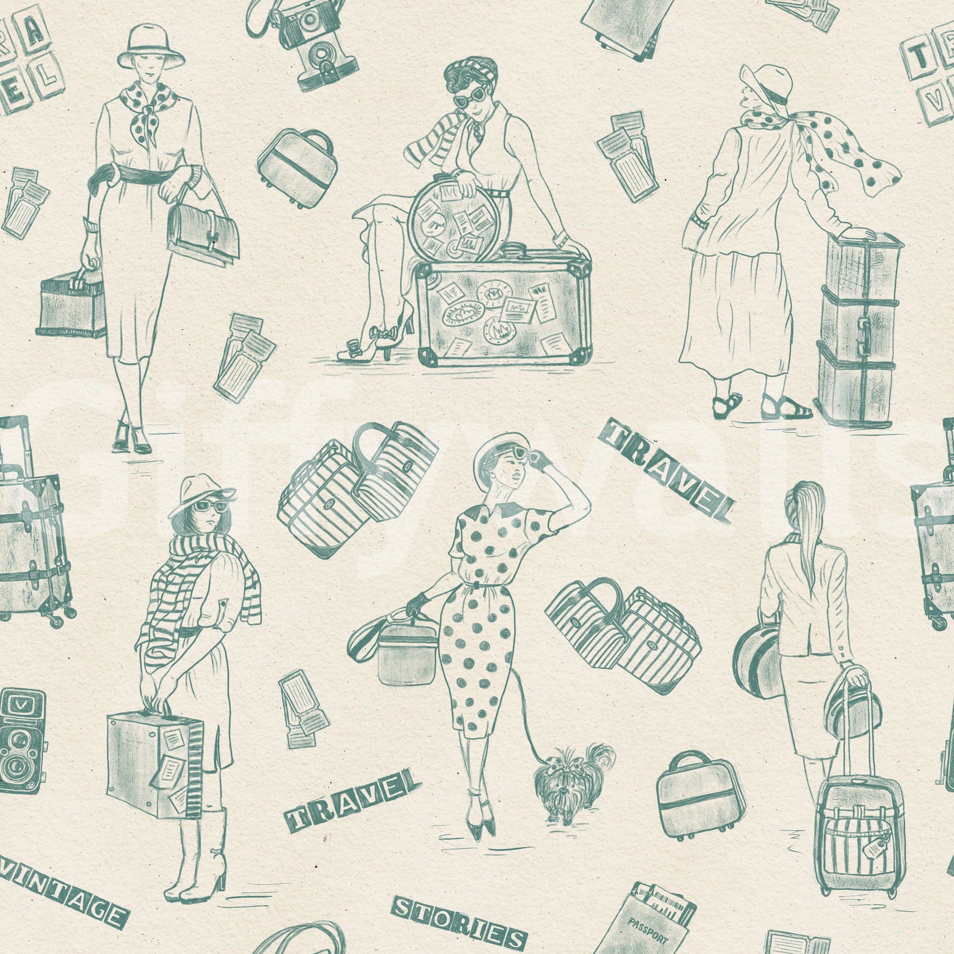 Nostalgic flâneurs on this delightful Vintage Travelogue print.