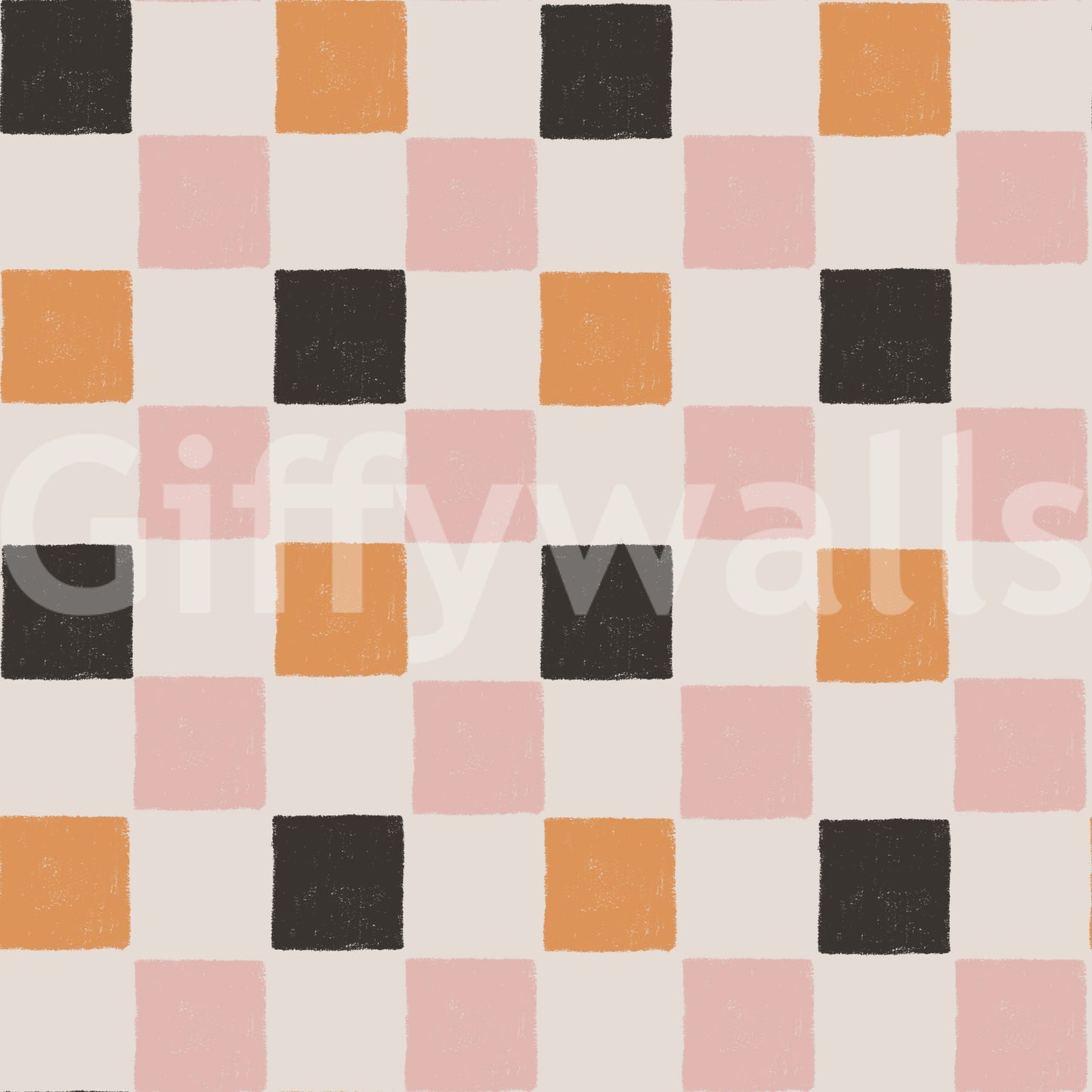 Gaudy checked Block Party Wallpaper; lumbering squares.