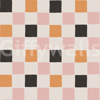 Gaudy checked Block Party Wallpaper; lumbering squares.