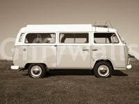 Nostalgic van wall mural, charming Vintage Camper Van profile.