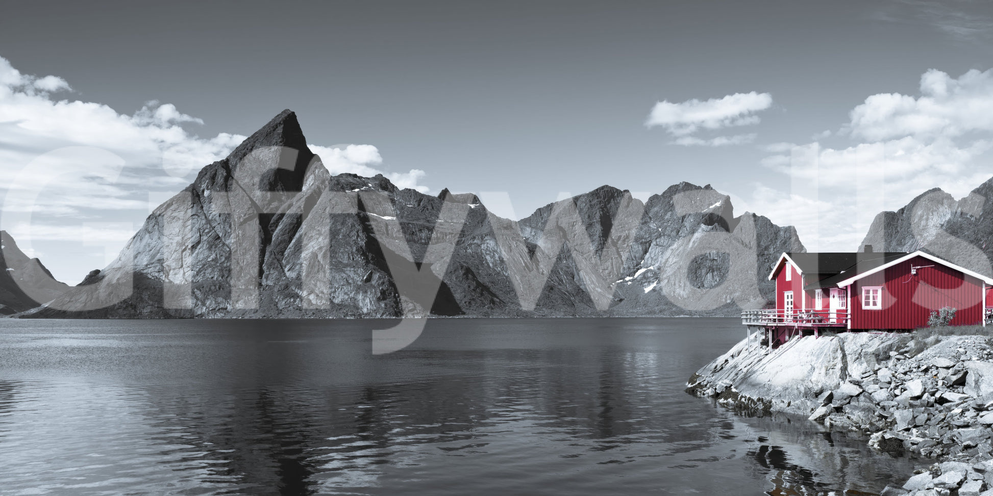 Stunning grey majestic peaks in Fjord Home wallpaper for walls.