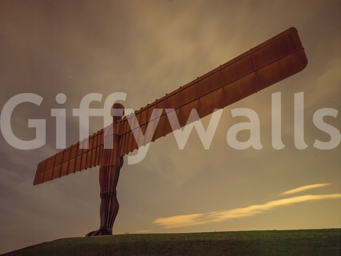 Modern sculpture Angel of the North Wall Mural, powerful wallpaper for walls art.