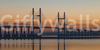 Reflections on water Severn Bridge at Dusk Wall Mural, serene river peel and stick.