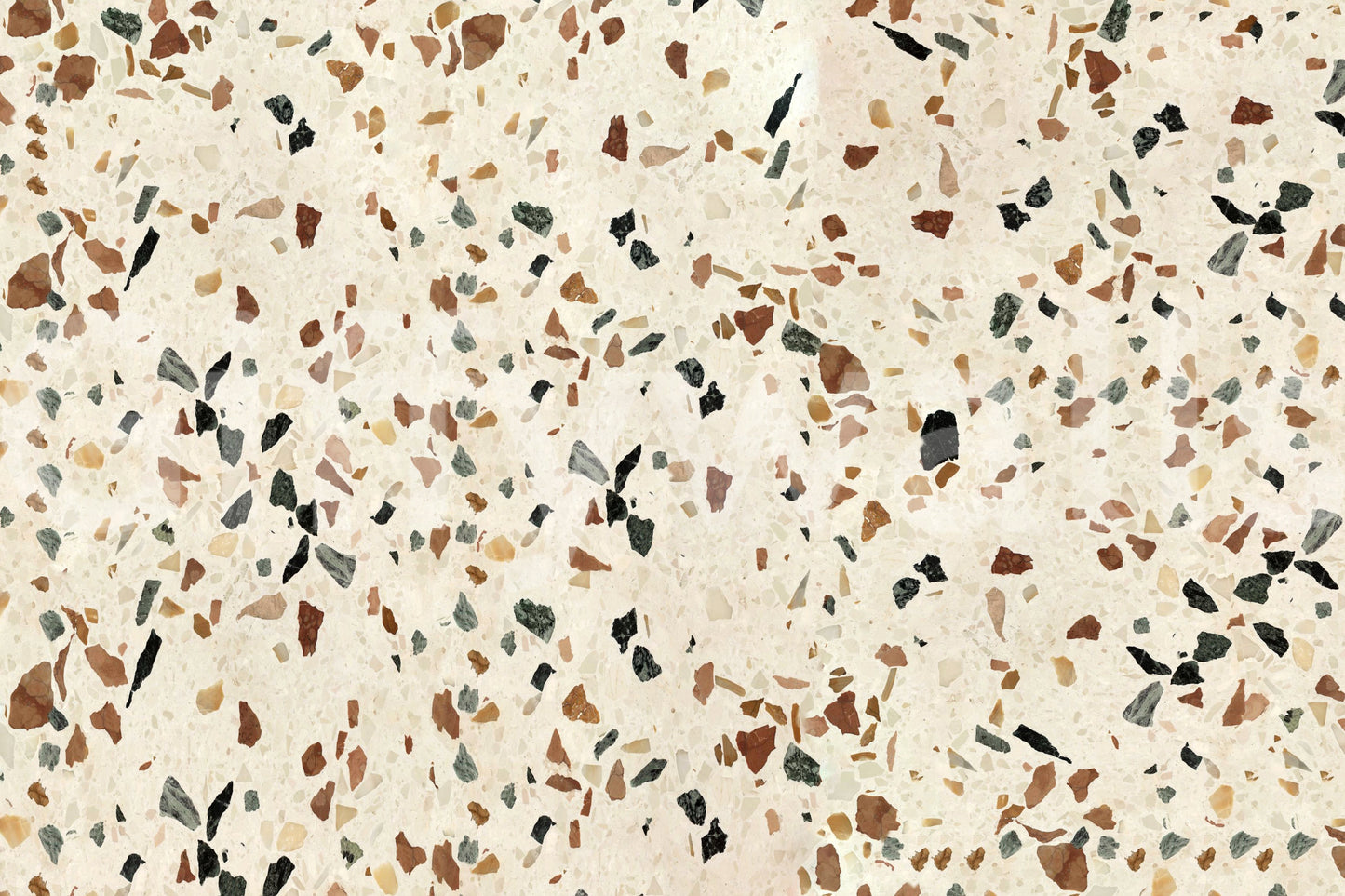 Cream Terrazzo aggregate wallpaper surface.