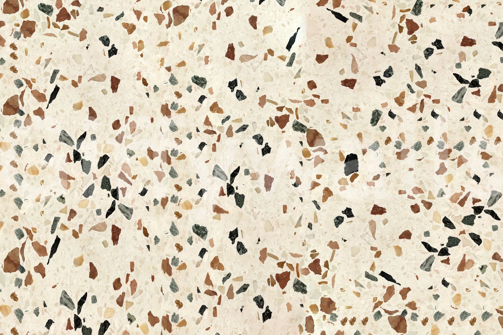Cream Terrazzo aggregate wallpaper surface.