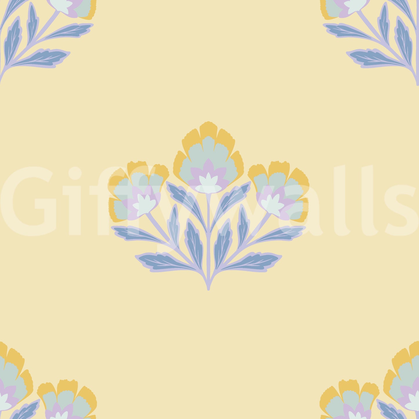 Serene Flora decorative repeated mural, small scale flower design.