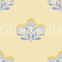 Serene Flora decorative repeated mural, small scale flower design.