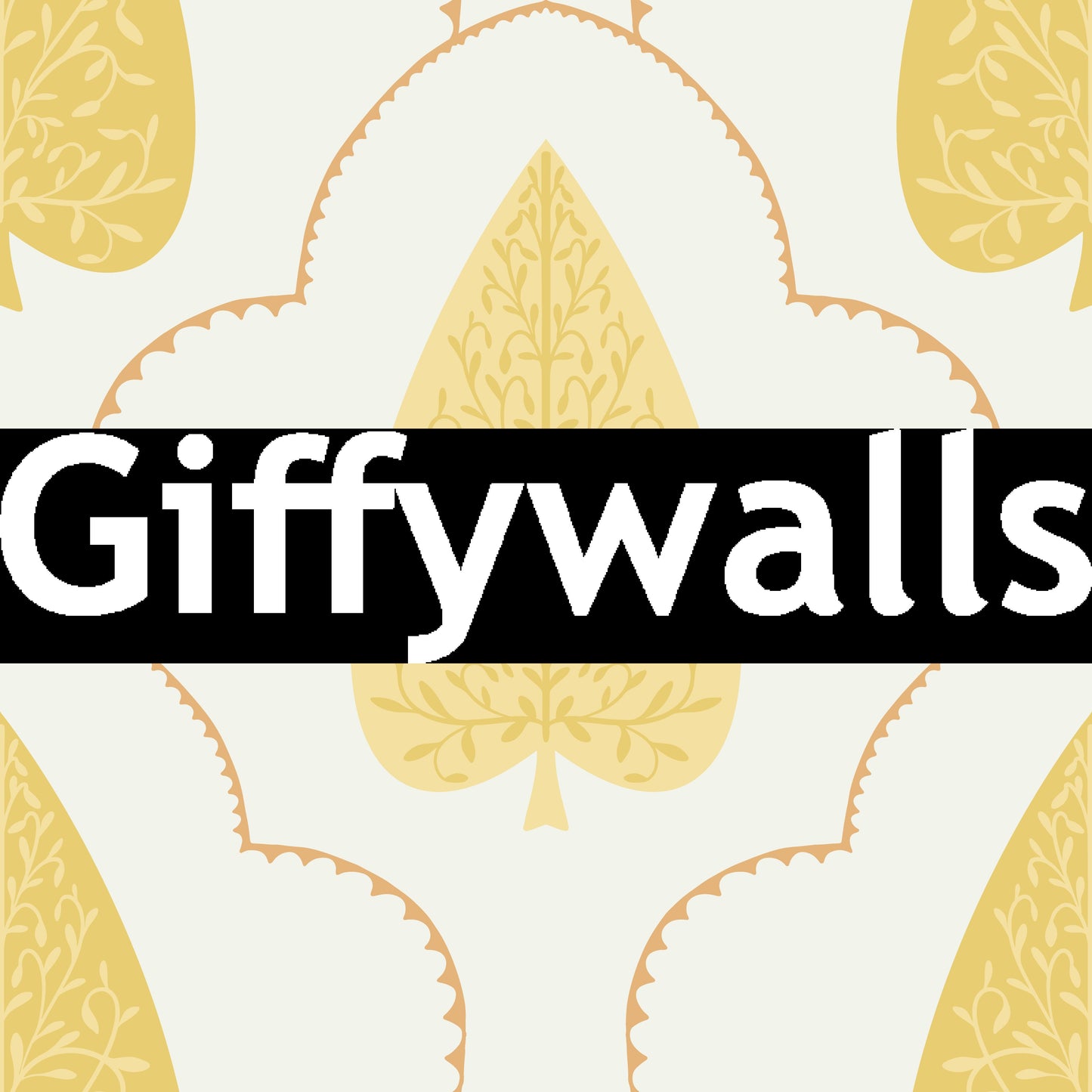 Almond colored leaf mural displaying detailed Golden Branch filigree.