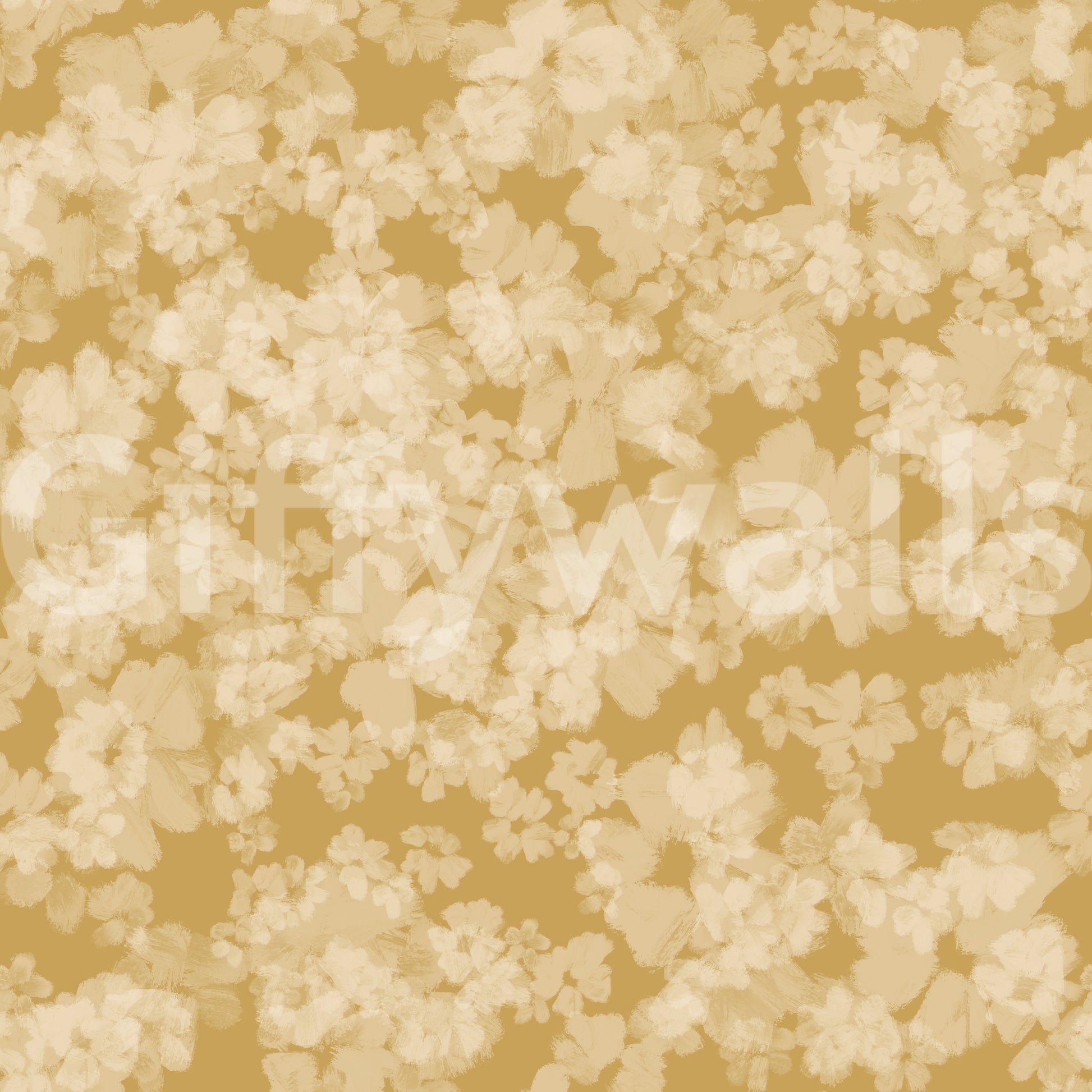 Delightful Golden soft blossom wallpaper for an energetic living area.