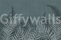 Captivating Jungle Fog wall mural, subtle denim tones and foliage.