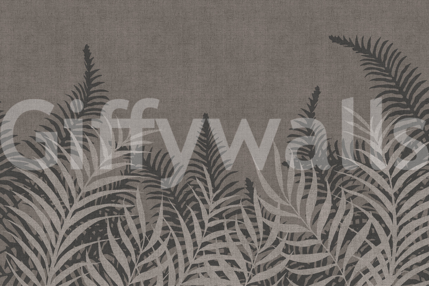 Gracious Jungle Taupe wall mural, soft shades of brown foliage.