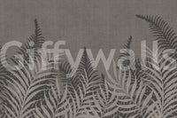 Gracious Jungle Taupe wall mural, soft shades of brown foliage.