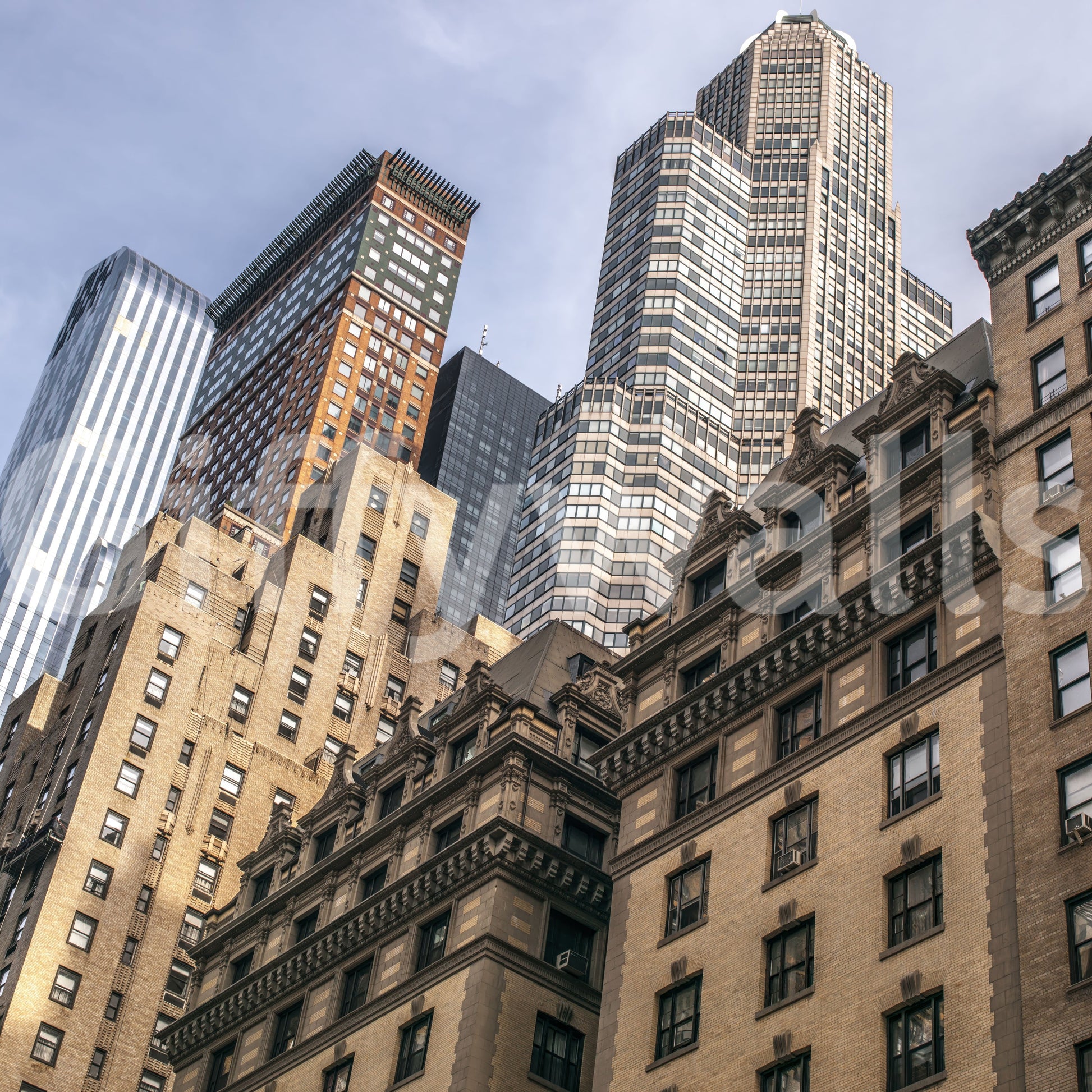 Architectural wonder featuring historic and modern NYC buildings mural.