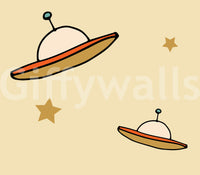 Eclectic Minimal Vintage wallpaper, vintage flying machine images, beige cosmos.