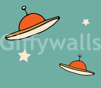 Simple space-themed wallpaper design, Minimal Vintage UFO Mustard.