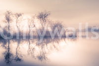 Hazy landscape decor mural, bringing Serene Reflections tranquility indoors.