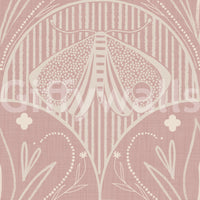 Boho Art Nouveau Scallop or Butterfly Floral subtle pink texture, cream moth design.