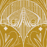 Artistic Butterfly Floral Art Nouveau ochre background wallpaper.