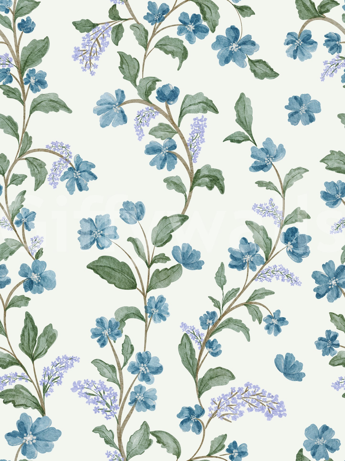 Decorative Bluebell Bloom wall film, hand-painted appearance, calm colors.