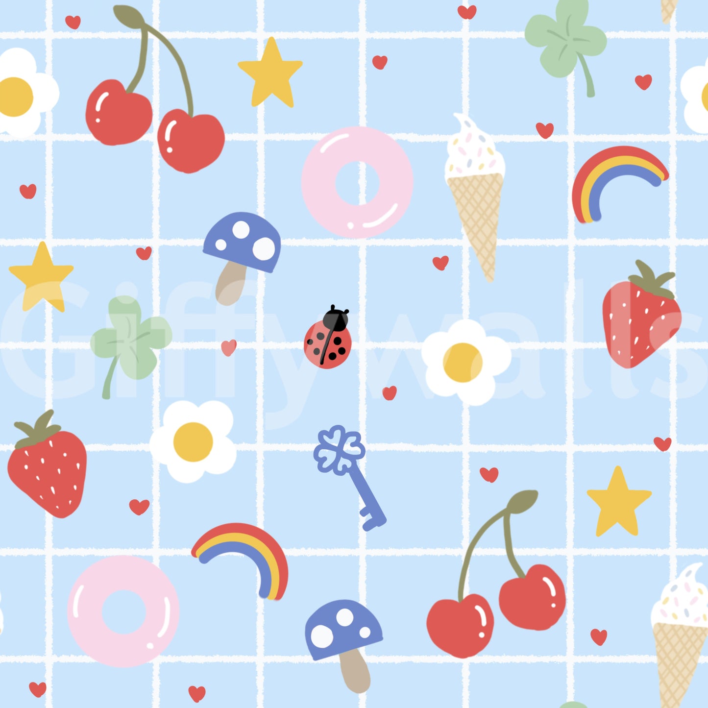 Colorful Lucky Charm removable wallpaper, perfect bedroom accent.