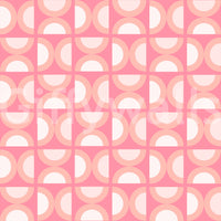 Playful design wall paper, light peach pink tones, Retro Peach Arcs.