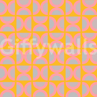 Graphic Semi-Circle Pop yellow background mural pattern.