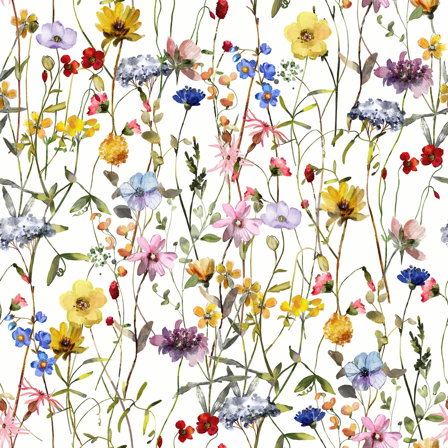 Watercolor Wildflower Whimsy Meadow Wallpaper⁠