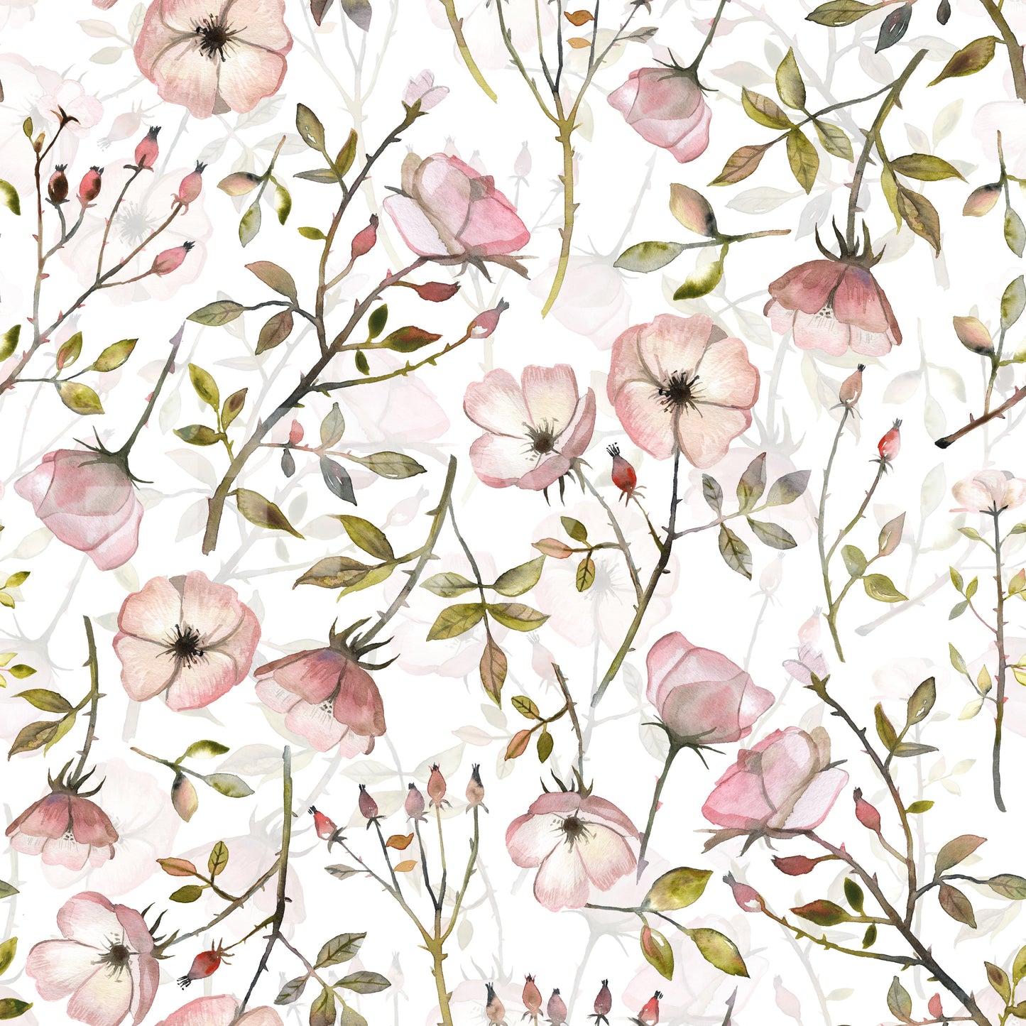 Watercolor Rose Garden Wallpaper⁠