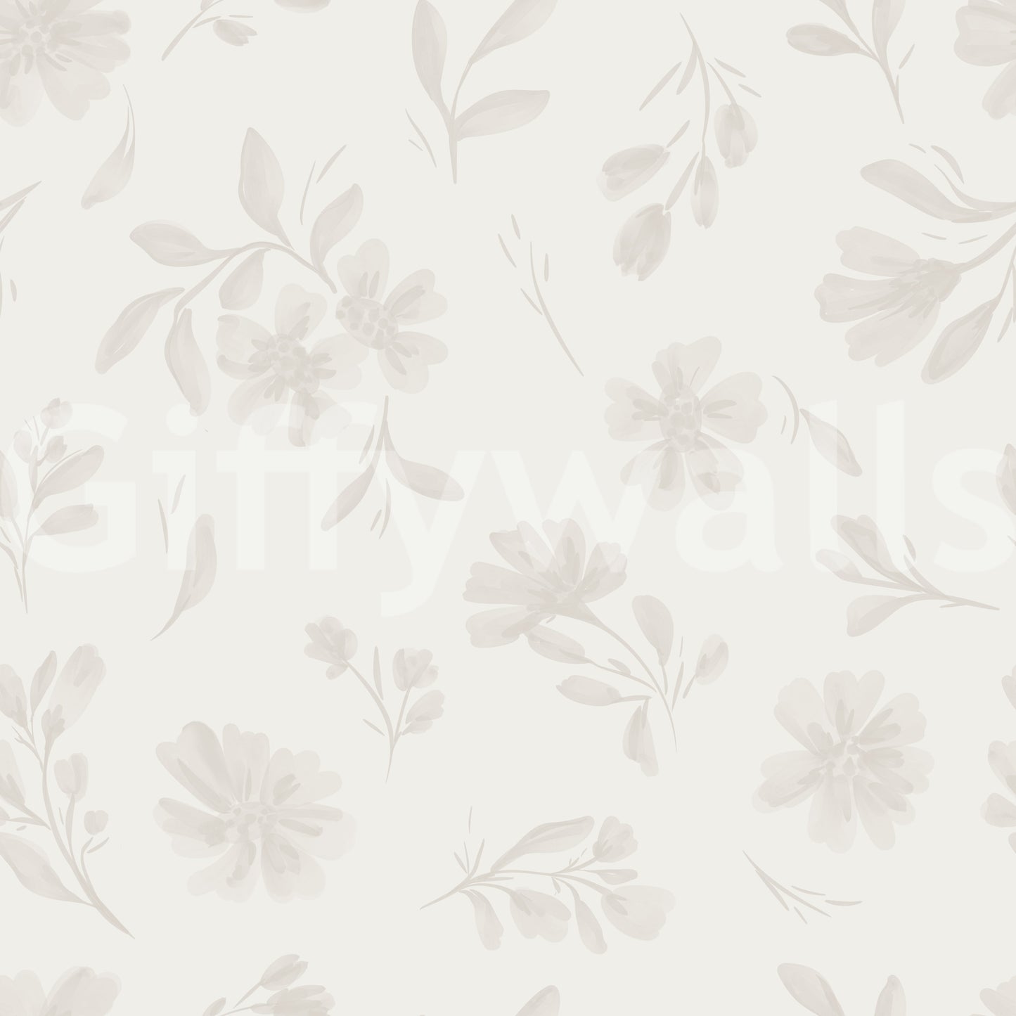 Neutral Flora in cloud dancer white Wallpaper⁠