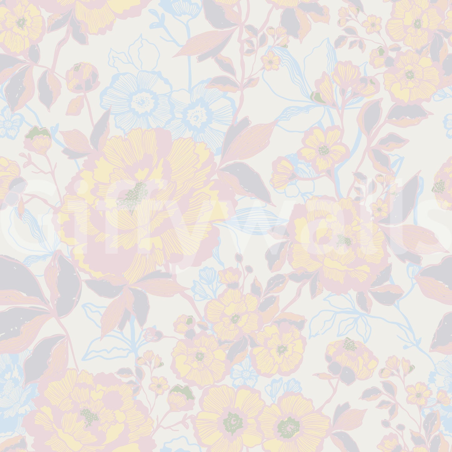 Bloom Hues: Soft Floral Art Wallpaper⁠
