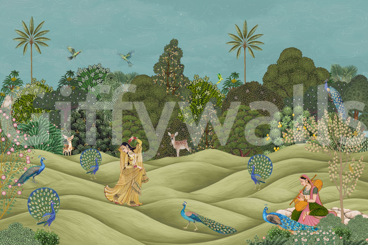 Pichwai Palms   Wall Mural