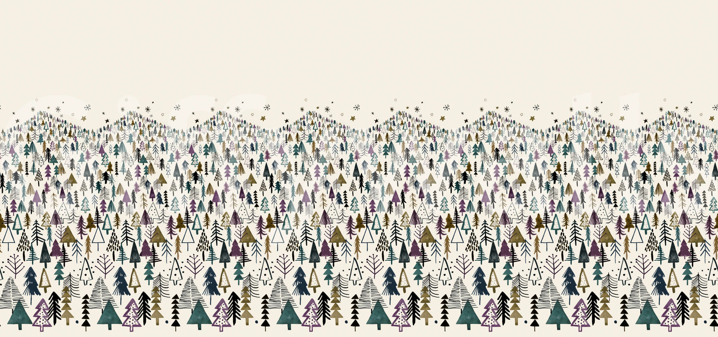 Mountain Trees Forest Purple Wallpaper⁠