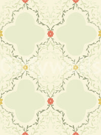 Quatrefoil Vines Wallpaper used as a sophisticated backdrop in a hallway.