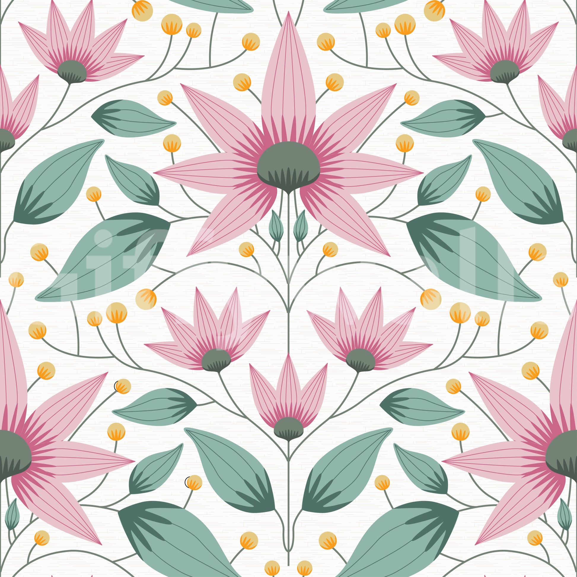 Blossom Symmetry pink Wallpaper for a calm nursery atmosphere