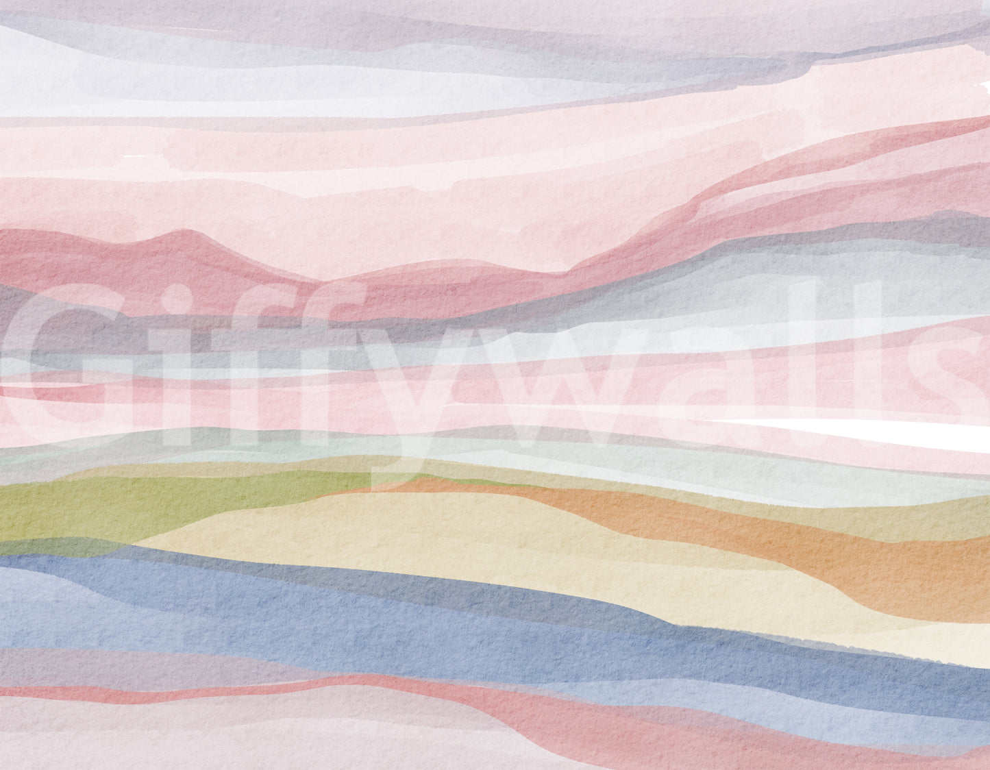 Soft aesthetic watercolor sky for a nursery wall.