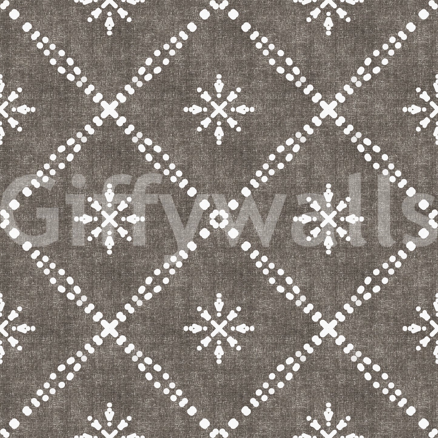 Boho Dotted Lattice Grunge Dark Bark Wallpaper⁠