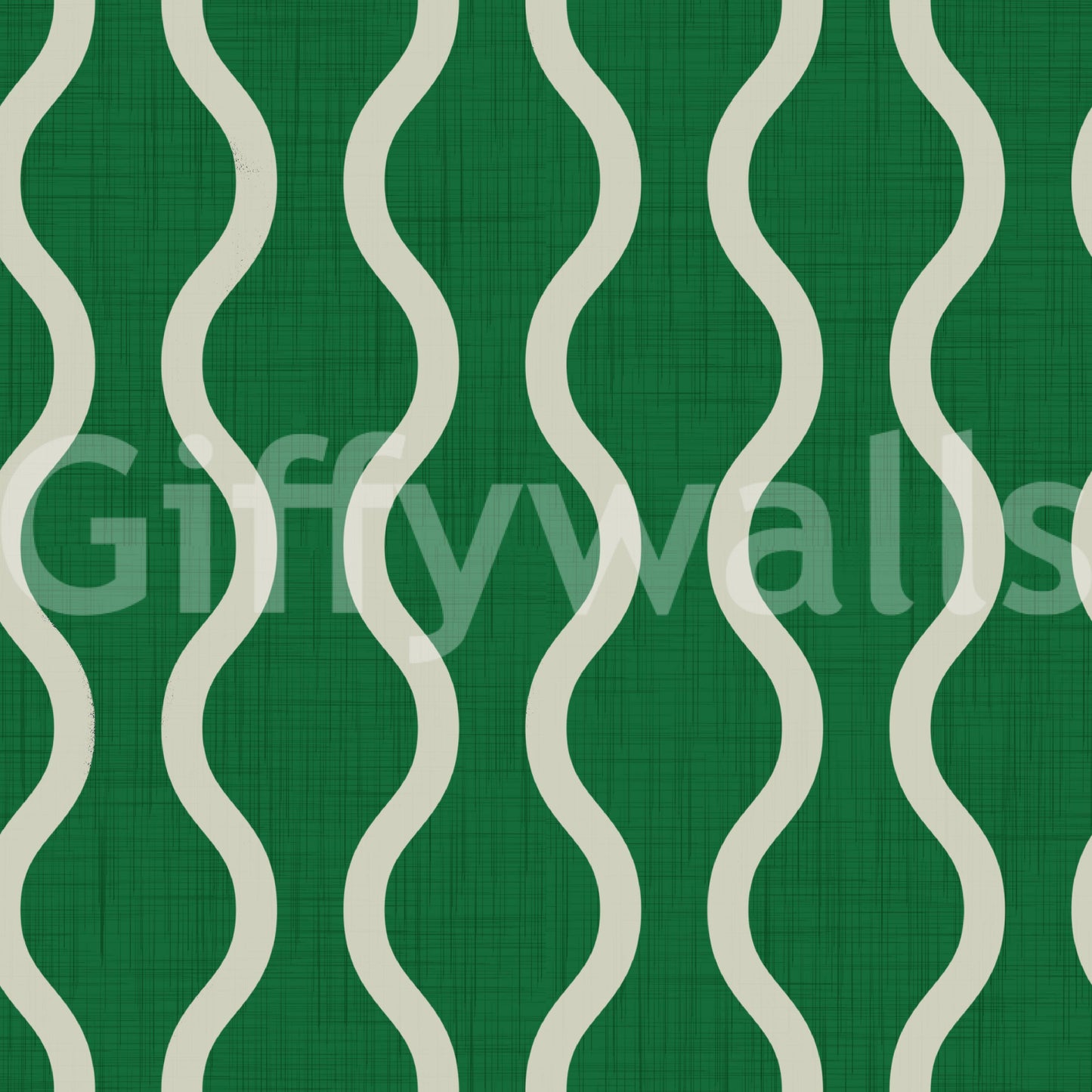 Cozy Scandi Folk Wavy Stripe Forest Green - Craft Stripe Wallpaper⁠