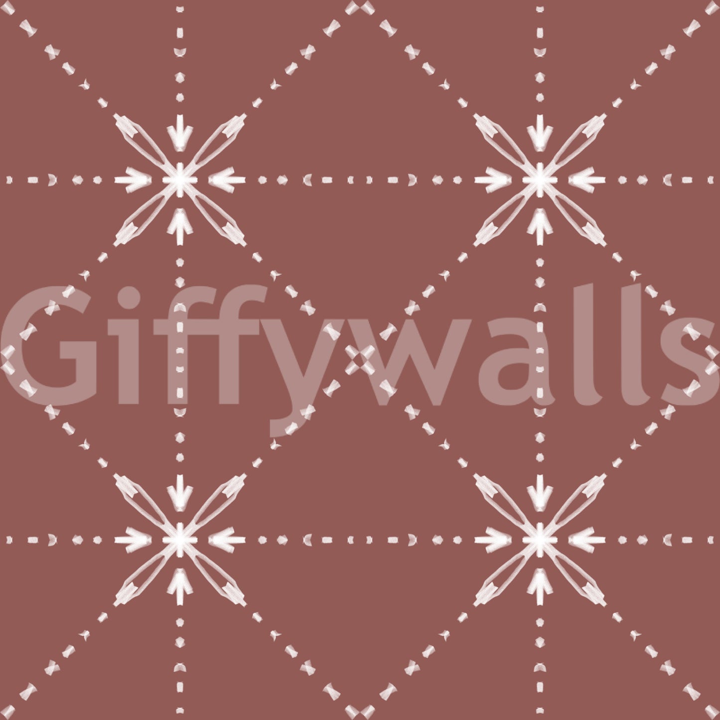 Sashiko Hana-Goshi - Latticed Flower Stitch On Terracotta Wallpaper⁠