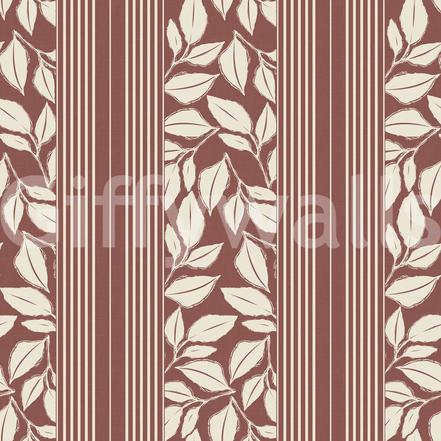 Vintage Trailing Foliage Dark Red Wallpaper⁠