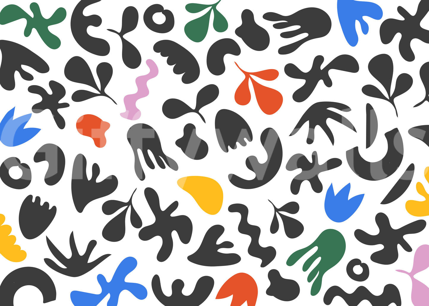 Clean bright pattern from Dynamic Shapes wall mural with color pops