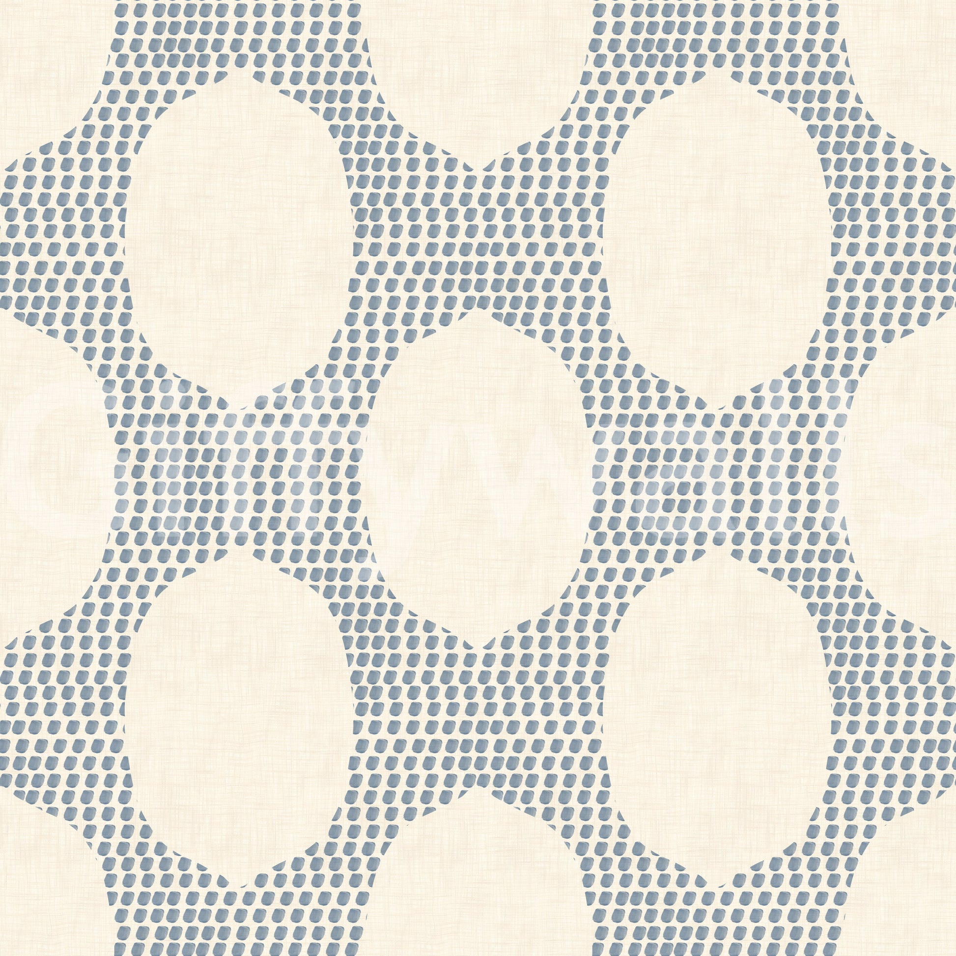 Light density shifts soften the rhythm of Beachy Boho Slate Blue Mosaic wallpaper.