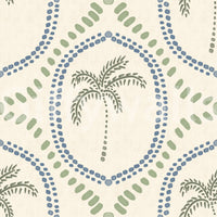 Slim trunks finish into tiny dot bases on Two-tone Palm Oasis Boho wallpaper.