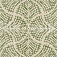 Olive-toned fern shapes branch across this muted green Japandi wallpaper sample., GD9644