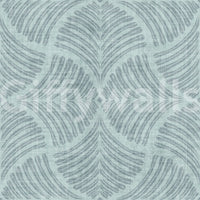 Muted teal tones color this minimalist scallop fan wallpaper.
