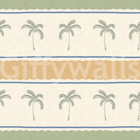 Thin slate blue lines border each section of this Marrakesh Orizzontal stripe wallpaper.