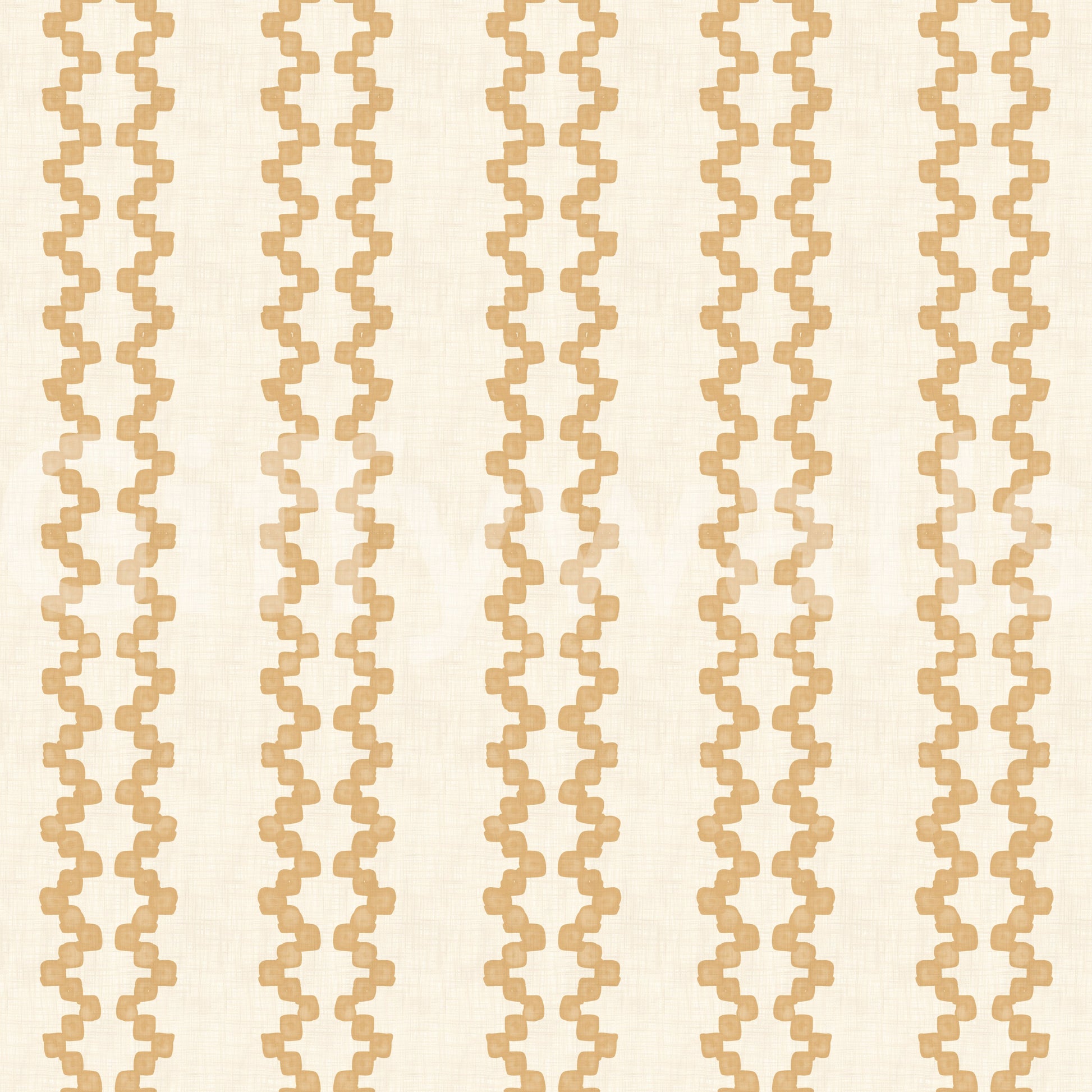 Cream linen weave under sand zigzag ornament stripes, wallpaper detail.