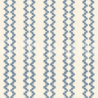 Vertical column motifs of zellige stripe wallpaper, slate blue on warm cream.