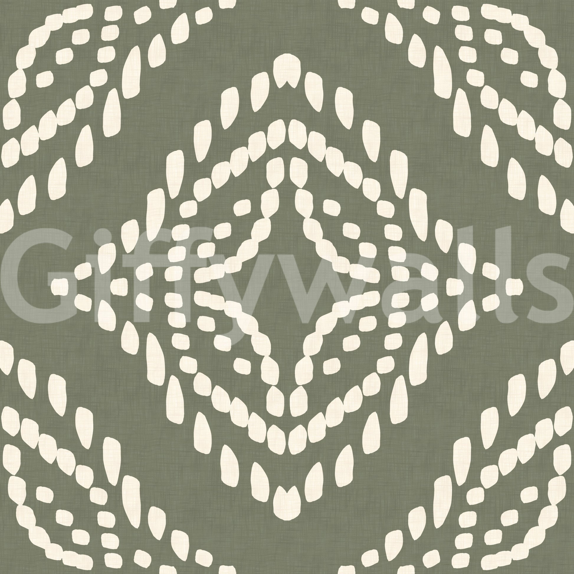 Tonal cream-and-green rhythm holding the Block Ornament Palm wallpaper, GD9673