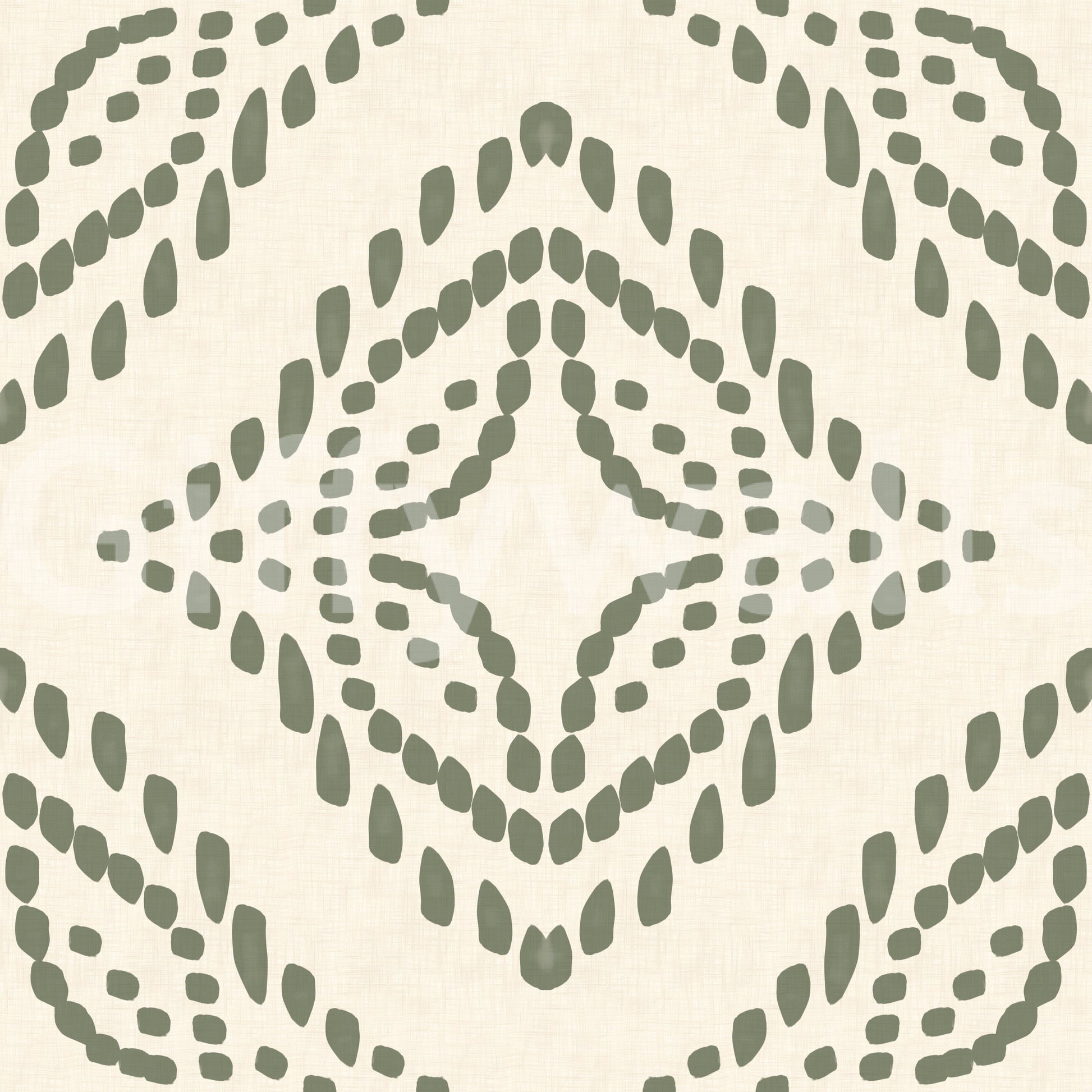 Gentle olive marks layered onto cream in Block Ornament wallpaper 